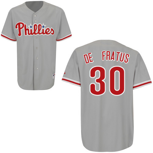 Justin De Fratus #30 mlb Jersey-Philadelphia Phillies Women's Authentic Road Gray Cool Base Baseball Jersey